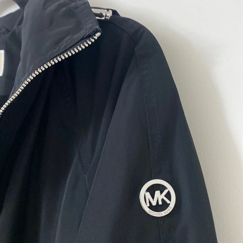 Michael Kors Black Anorak Zip Front Rain Jacket - Picture 4 of 16
